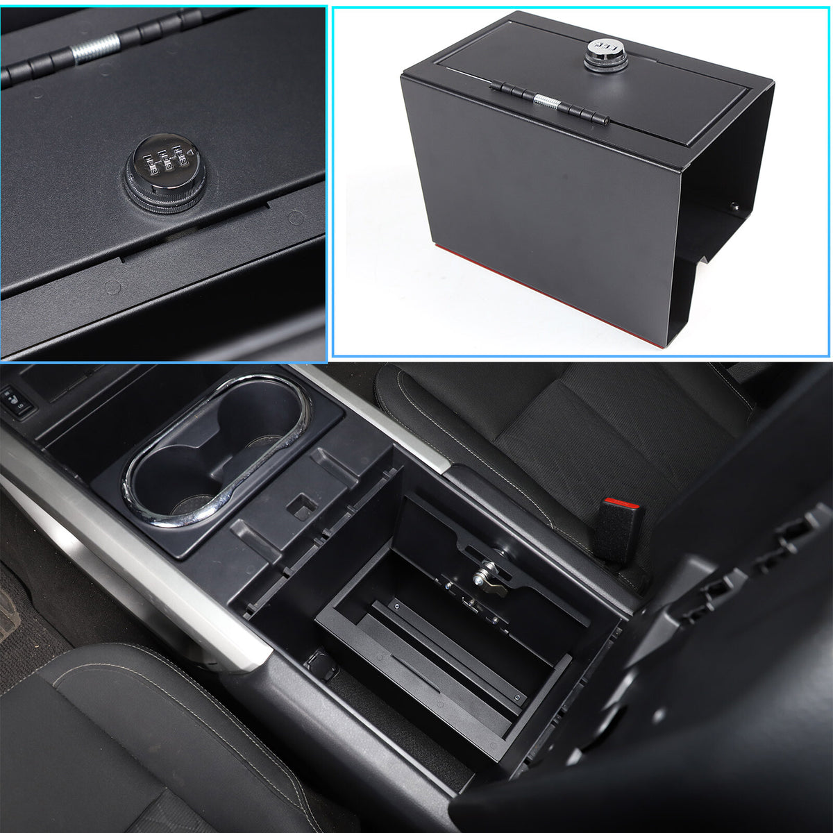 Center Console Safe GUN Storage Lock Box W/ TRAY For Nissan Titan 2016-2023 1