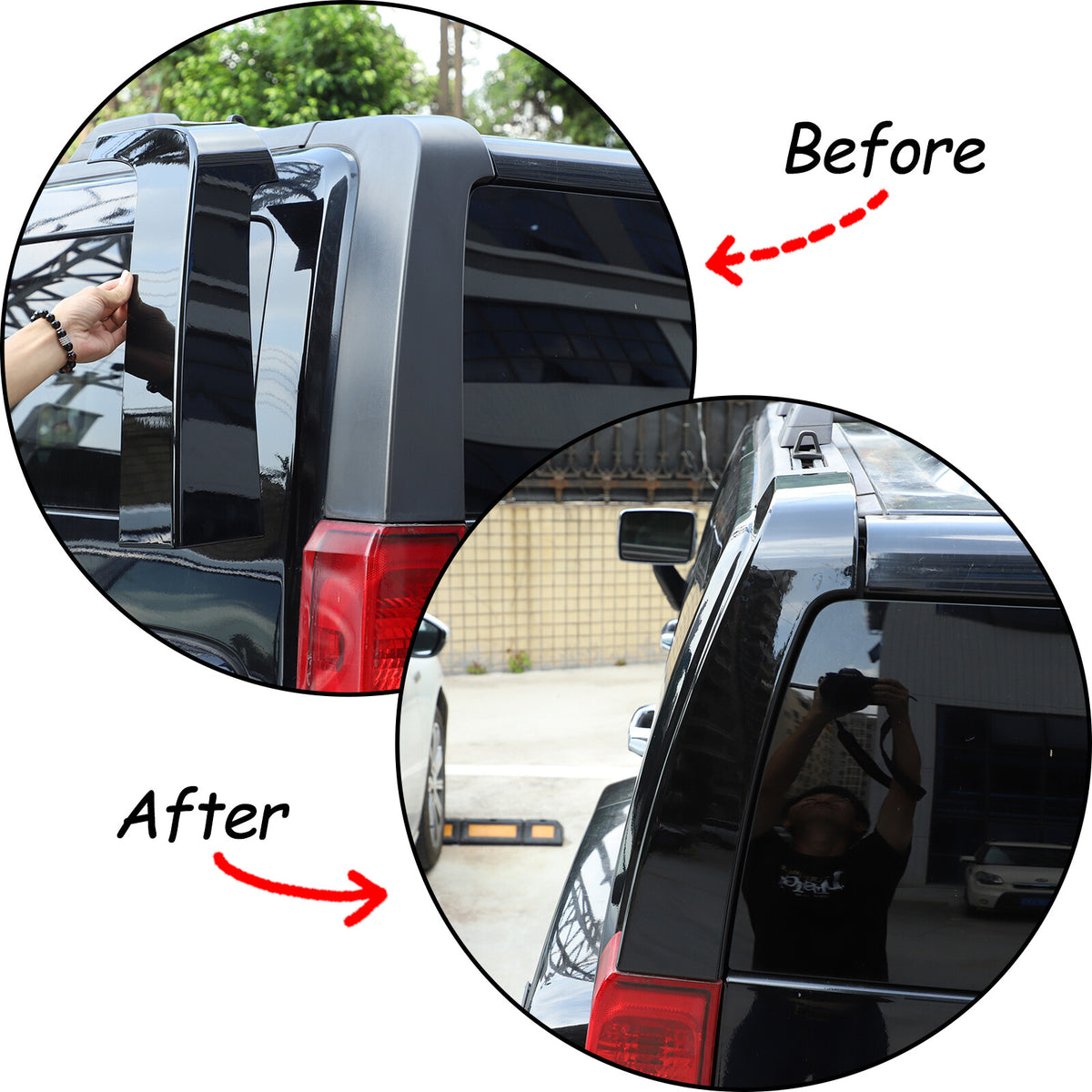 2pcs Glossy Black Window Pillar Posts Door Trim Cover For Hummer H3 2005-09 US 19