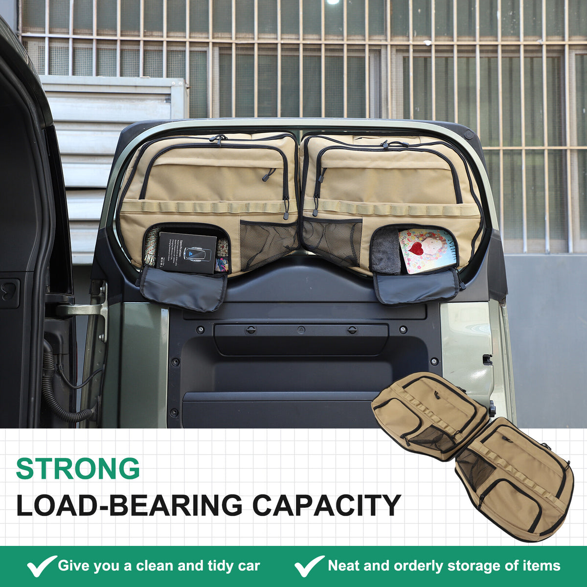 Tailgate Rear Door Cargo Trunk Storage Bag Organizer For LR Defender 2020-24 1
