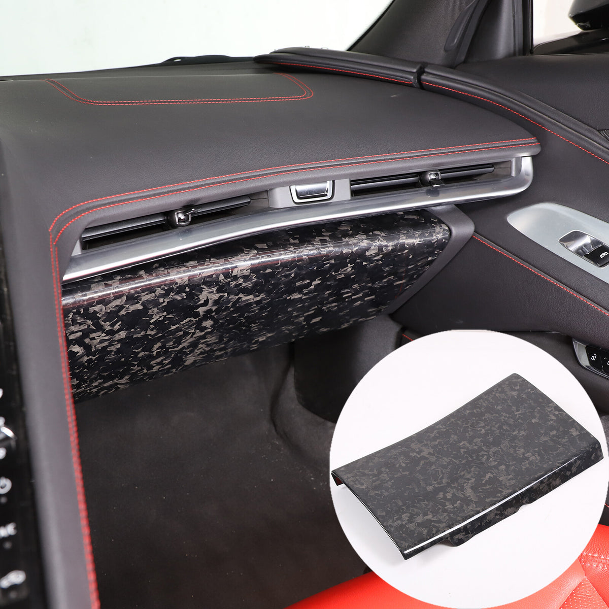 Forged Carbon Fiber Glove Box Trim Panel Cover Fit For Corvette C8 2020-2026 7