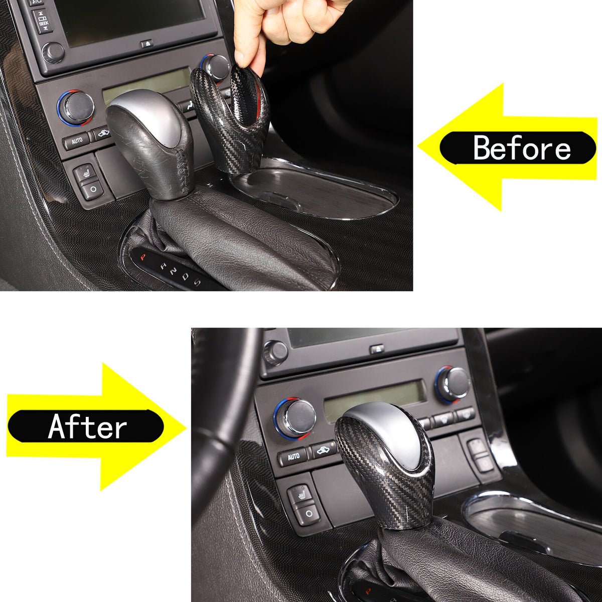 Real Carbon Fiber Console Gear Shift Knob Head Cover Trim For Corvette C6 05-13 4