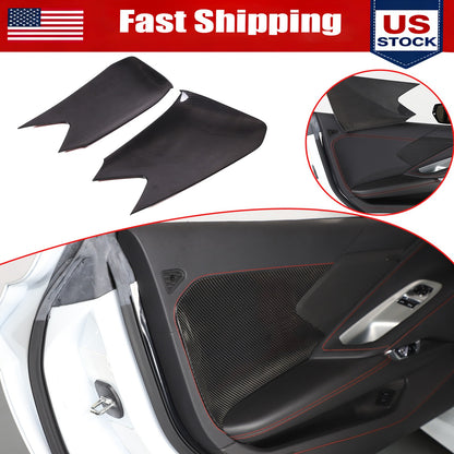 Real Carbon Fiber Interior Door Cover Trim Decoration for Corvette C8 2020-26 US 1