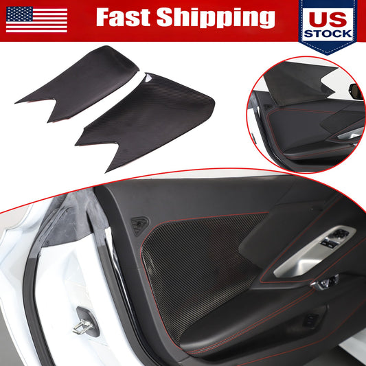 Real Carbon Fiber Interior Door Cover Trim Decoration for Corvette C8 2020-26 US 1