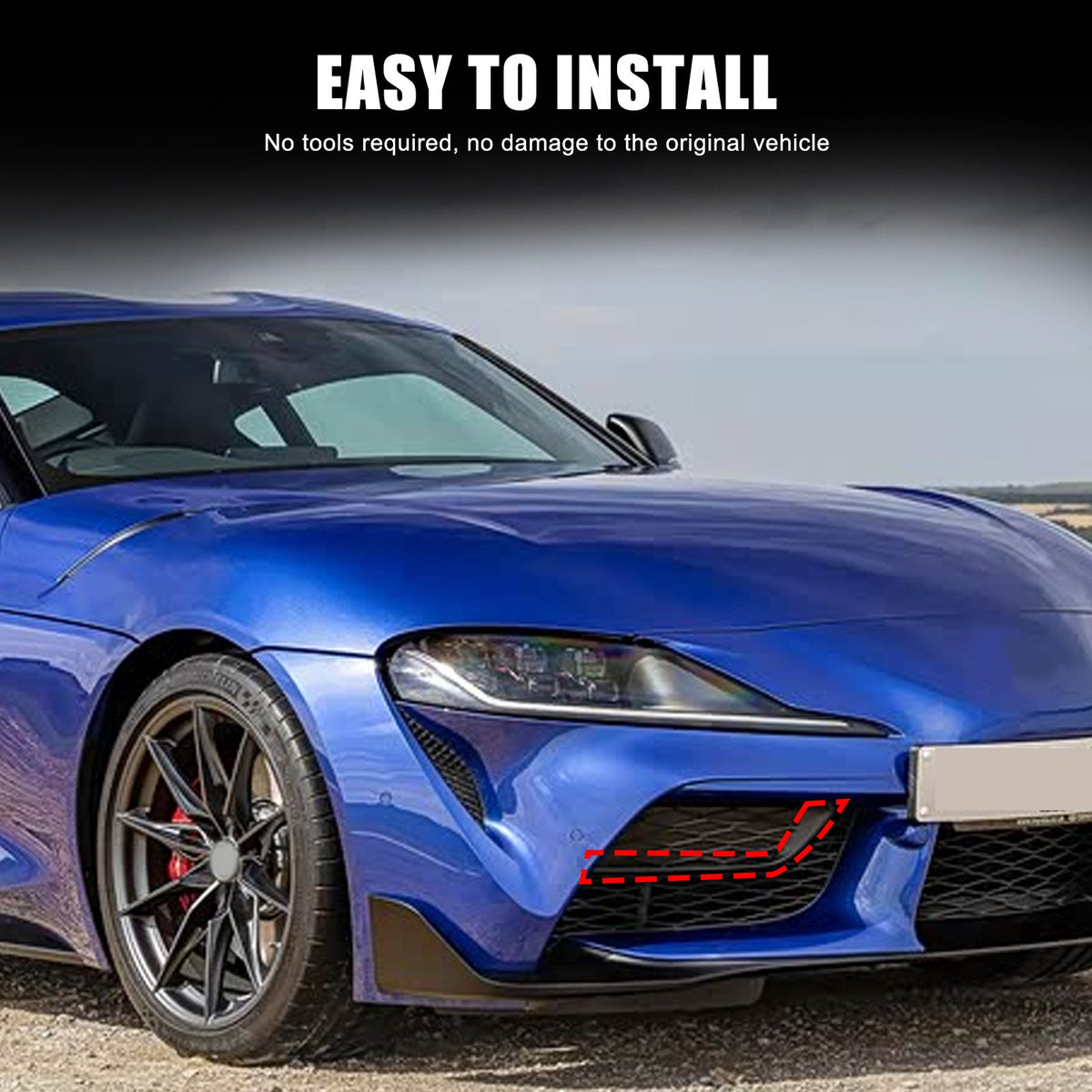 Red Real Carbon Fiber Front Bumper Side Grill Trim For Toyota Supra A90 19+ 19