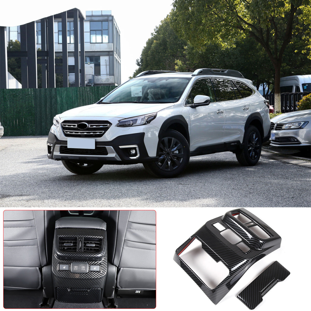 ABS Carbon Fiber Rear Air Vent Outlet Cover Trim For ​Subaru Outback 2021-23 US 6