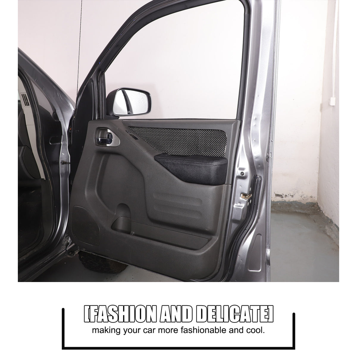 Carbon Fiber Door Armrest Side Panel Trim Sticker For Nissan Frontier 2005-2021 7