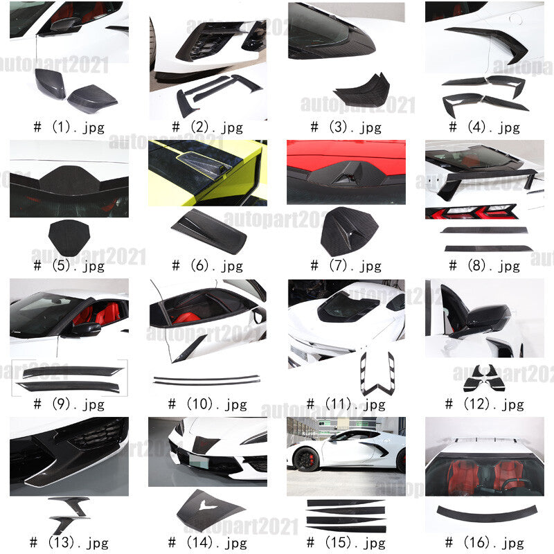 Real Carbon Fiber Full Exterior Set Decor Cover Trim Kit For Corvette C8 2020-26 2