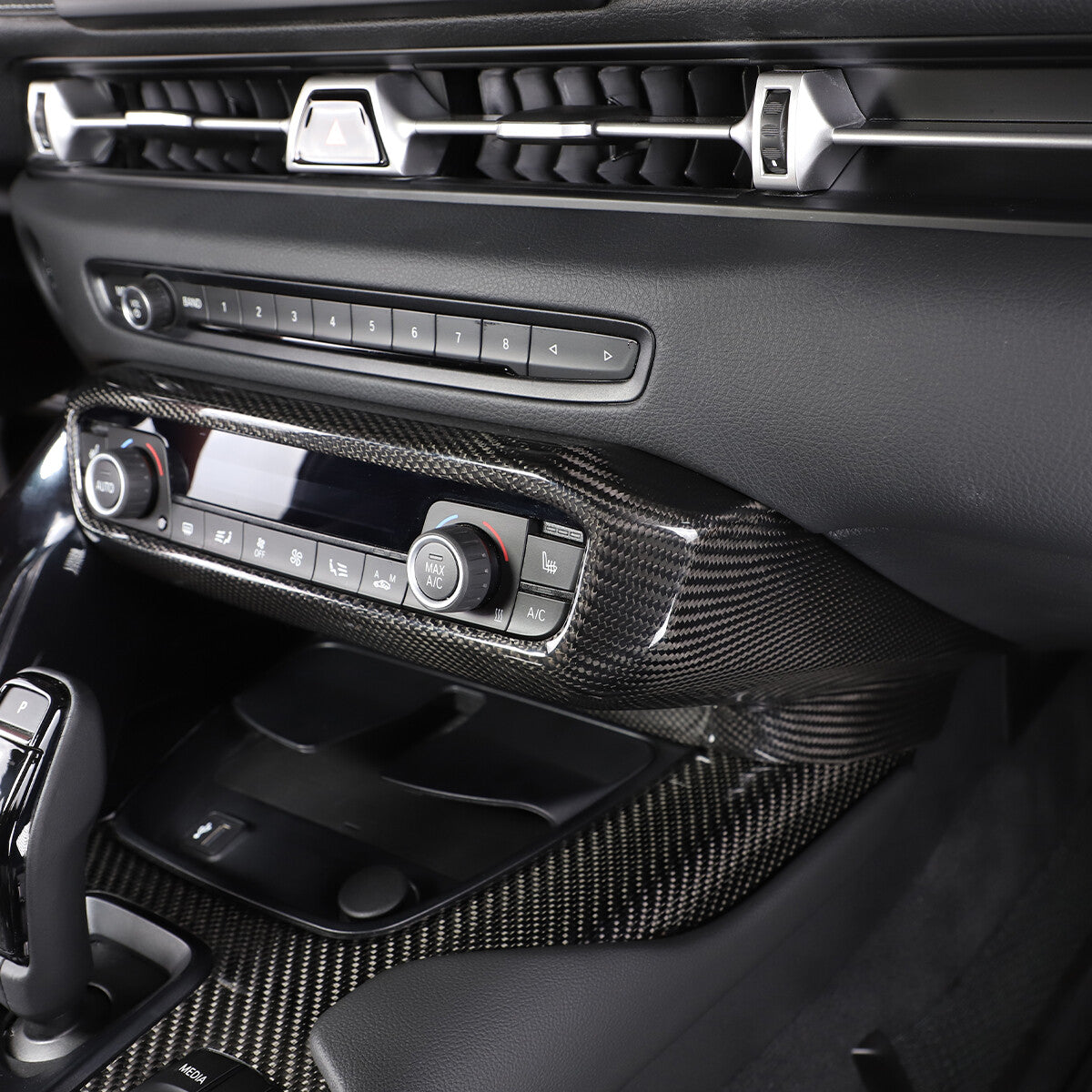 Dry Carbon Fiber Center Console Panel Trim Cover For Toyota Supra A90 2019-2024 3