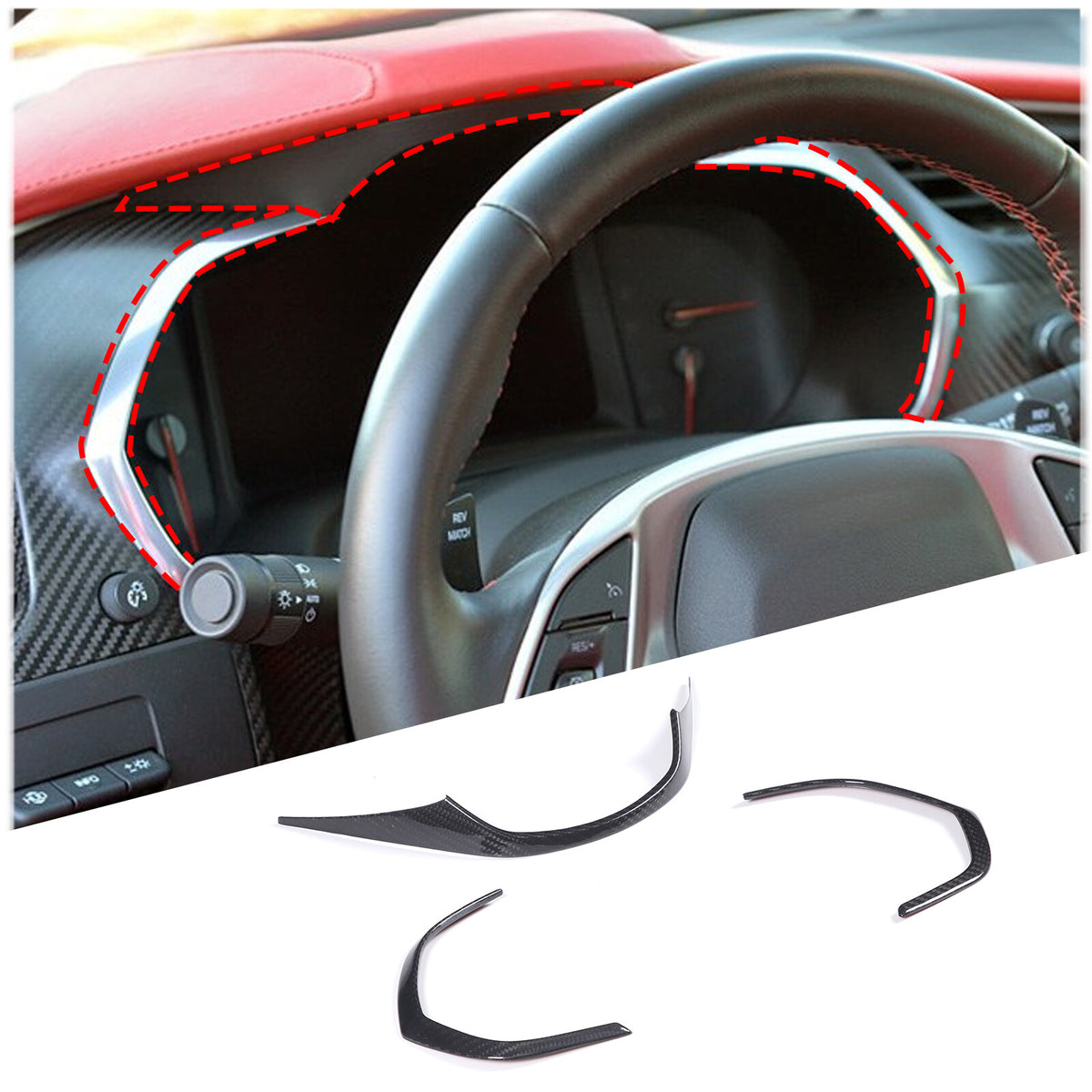 Real Dry Carbon Fiber Interior Center Full Trim Set Kit For Corvette C7 2014-19 100