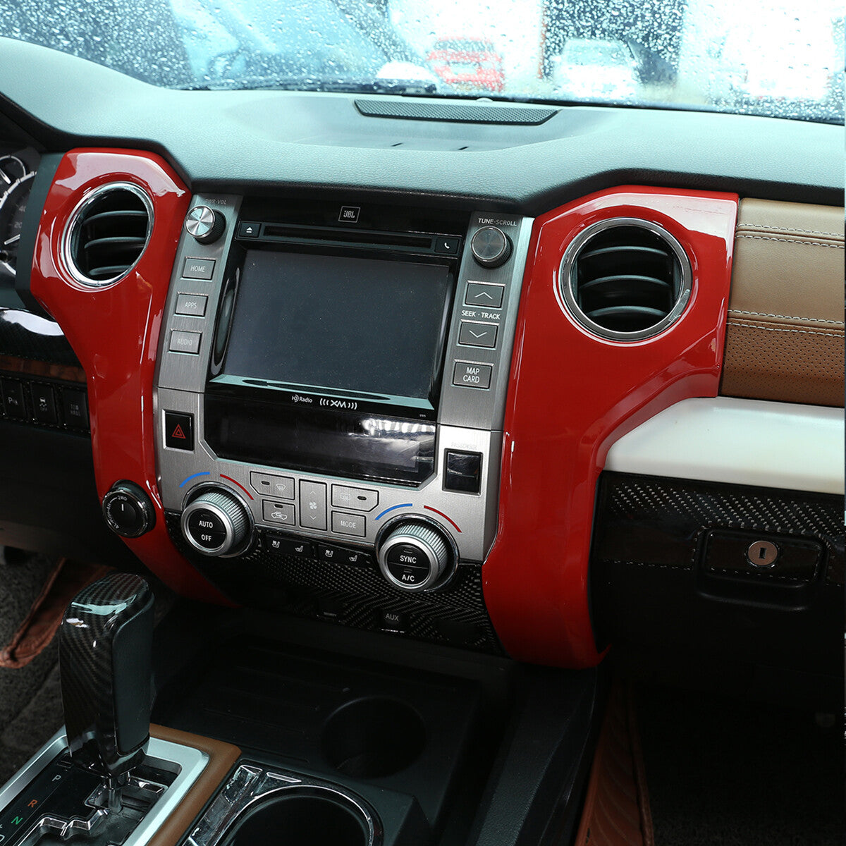 2pcs For Toyota Tundra 14-21 Red ABS Central Control Air Vent Outlet Cover Trim 5
