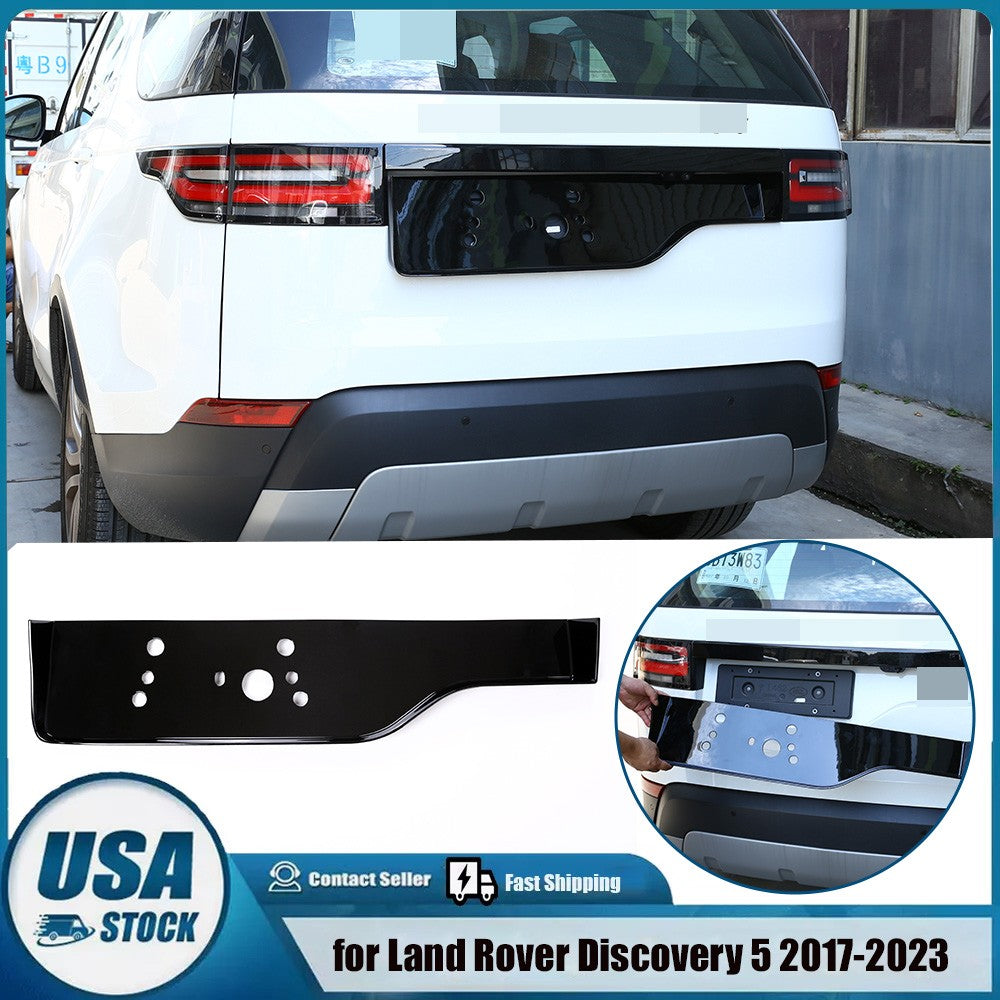 Glossy Piano Black Rear License Plate Base Trim For LR5 Discovery 5 L462 17+ US 1