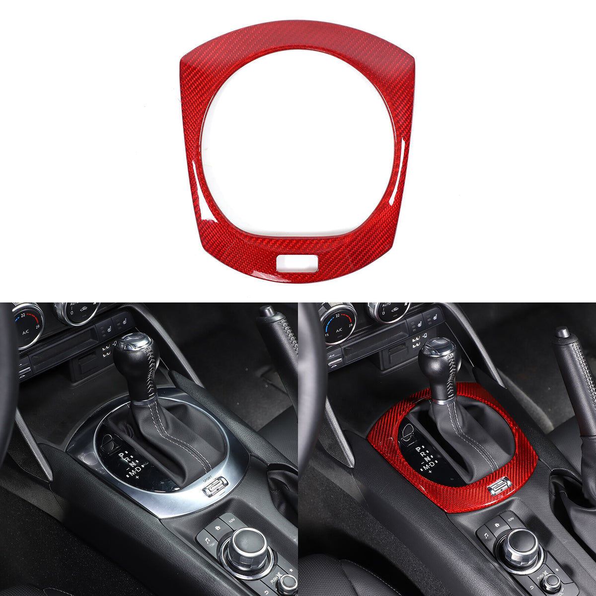 Red Real Carbon Fiber Center Gear Panel Cover Trim For mazda MX5 MX-5 Miata 16+ 10