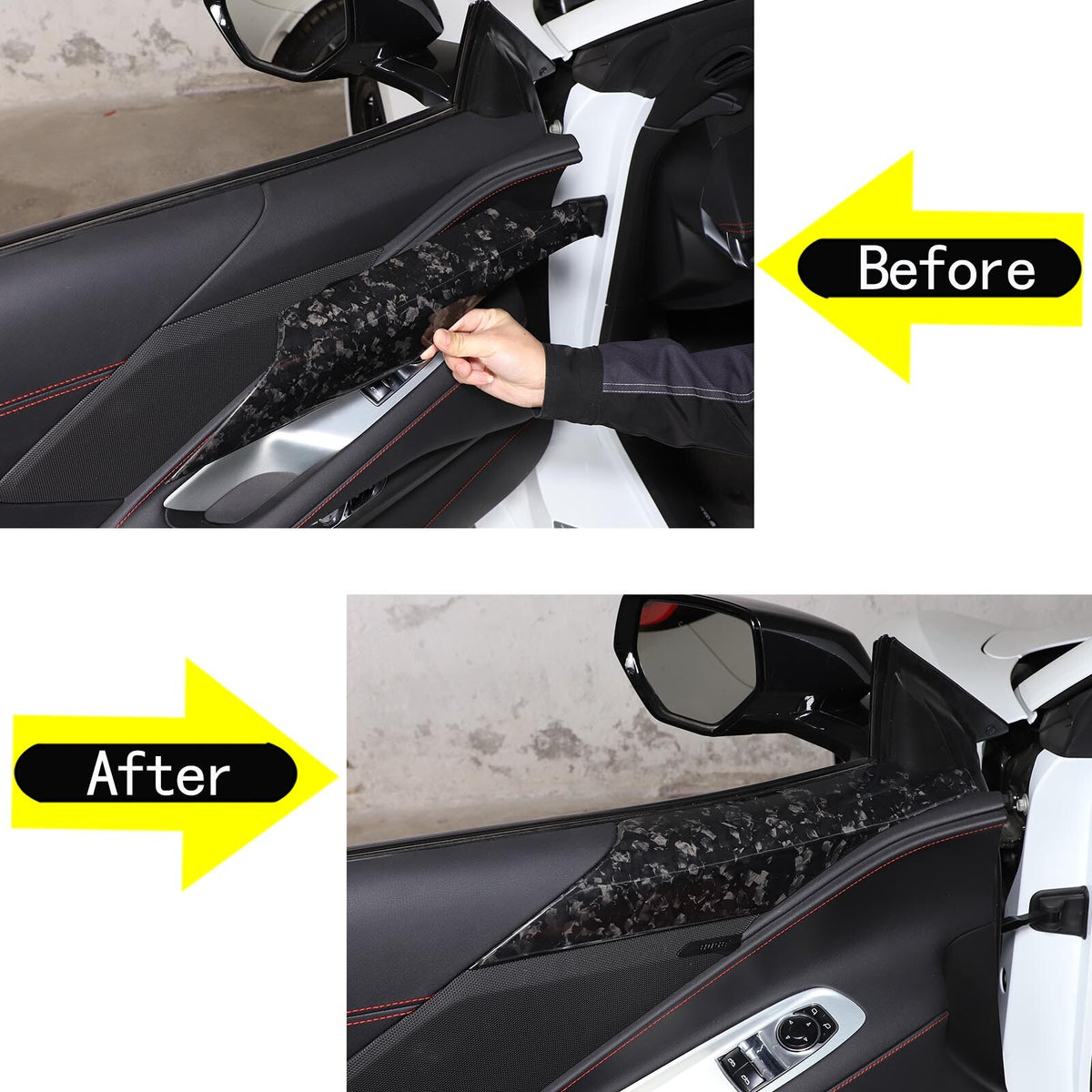 Forged Carbon Fiber Window Glass Door Upper Panel Trim For Corvette C8 2020+ US 7