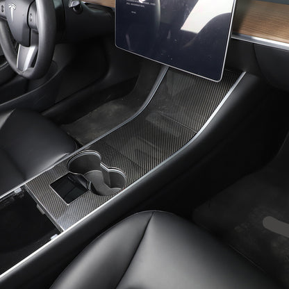 FOR 2017-2021 TESLA MODEL 3 REAL CARBON FIBER CENTER CONSOLE TRIM HARD COVER KIT 6