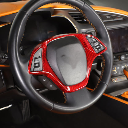 Red Carbon Fiber Steering Wheel Cover Trim for Corvette C7 2014-2019 9
