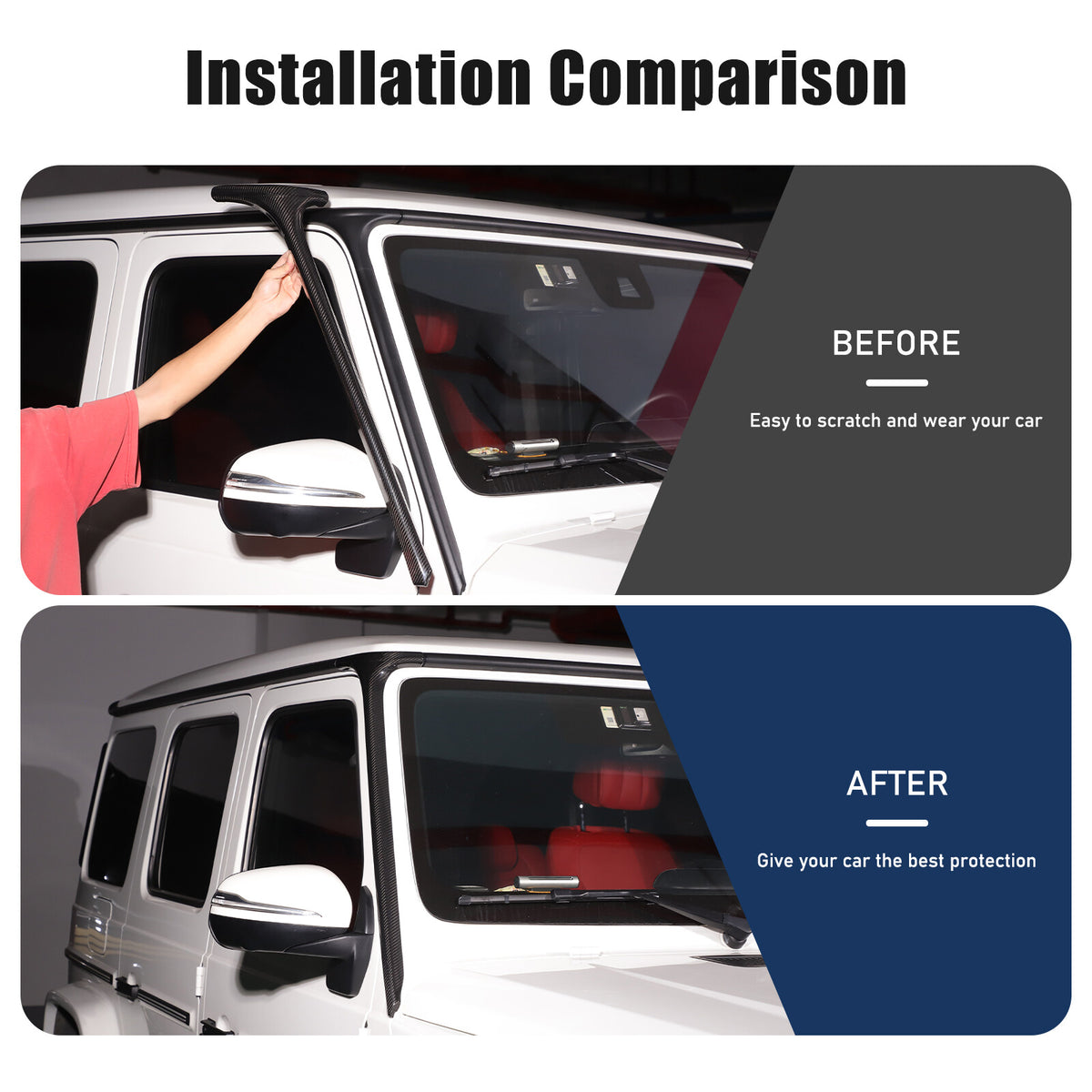 Real Carbon Fiber Window Triangle A-Pillar Cover For Benz W463 G550 G63 19-23 6