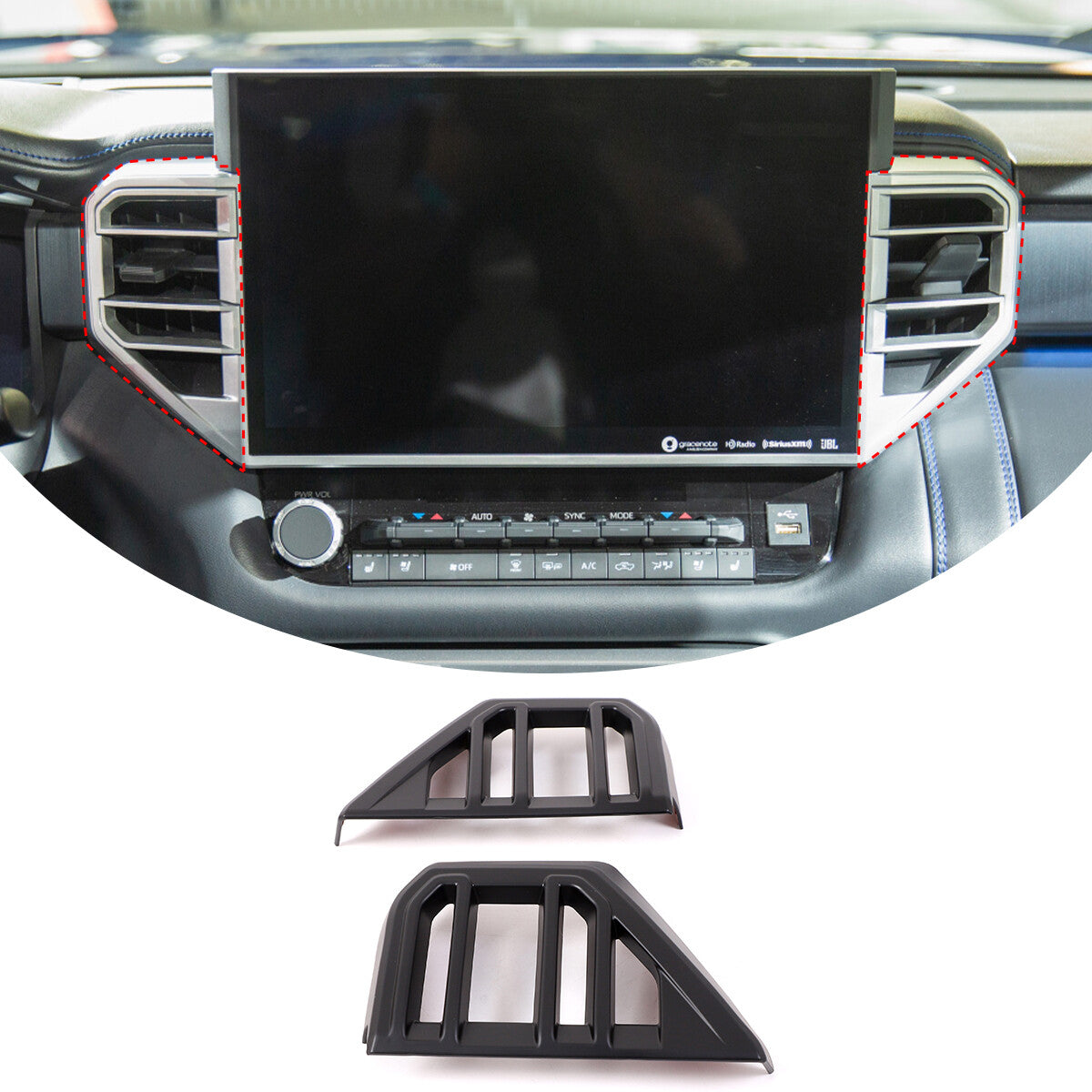 Matte Black ABS Interior Decoration Cover Trim Kit For Toyota Tundra 2022-26 US - Variants 6-10 34