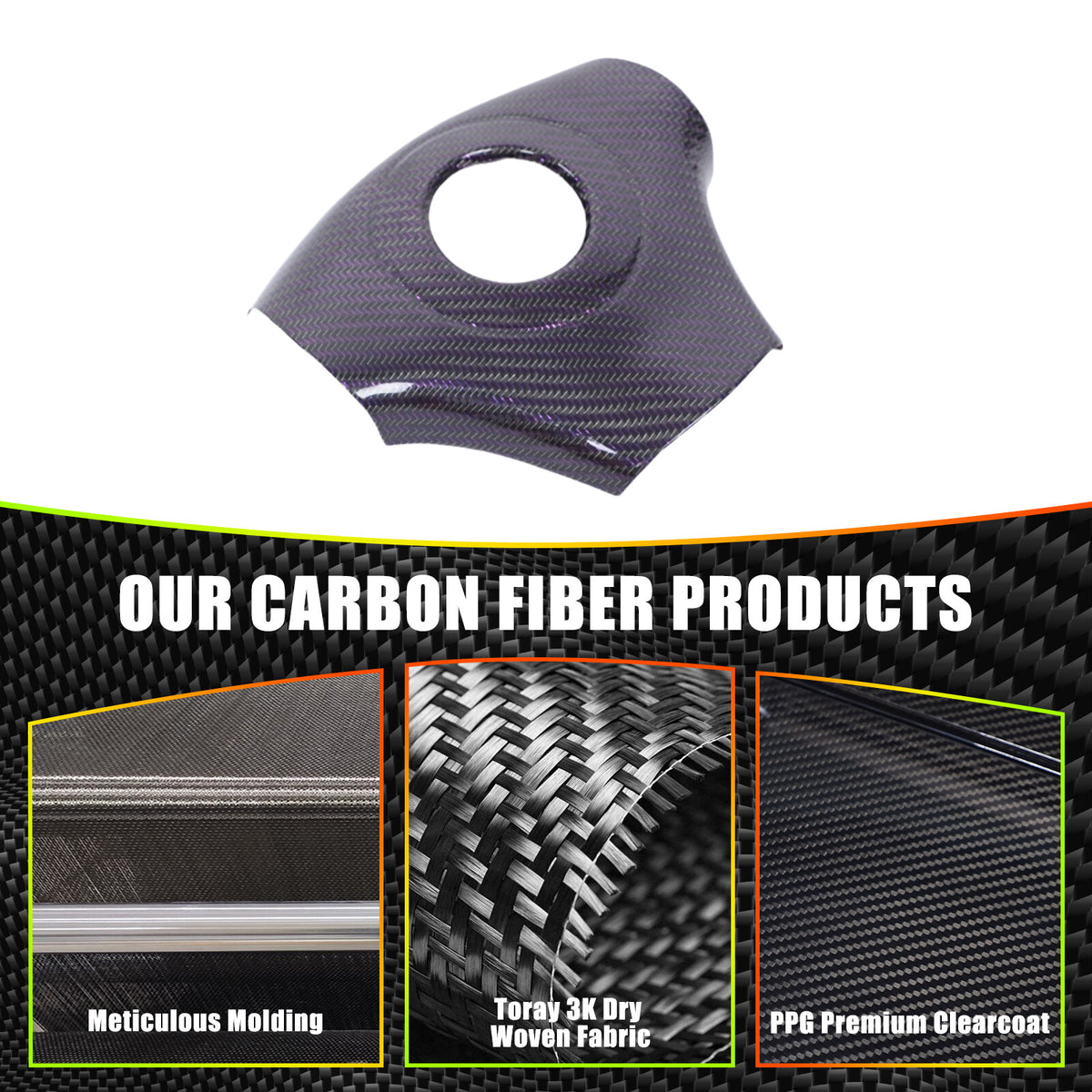 Real Carbon Fiber Center Steering wheel trim cover For Corvette C6 2005-2013 13