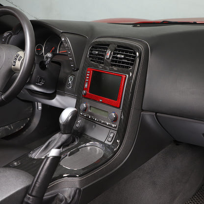 Red Real Carbon Fiber Center Navigation Screen Trim Cover For Corvette C6 05-13 15