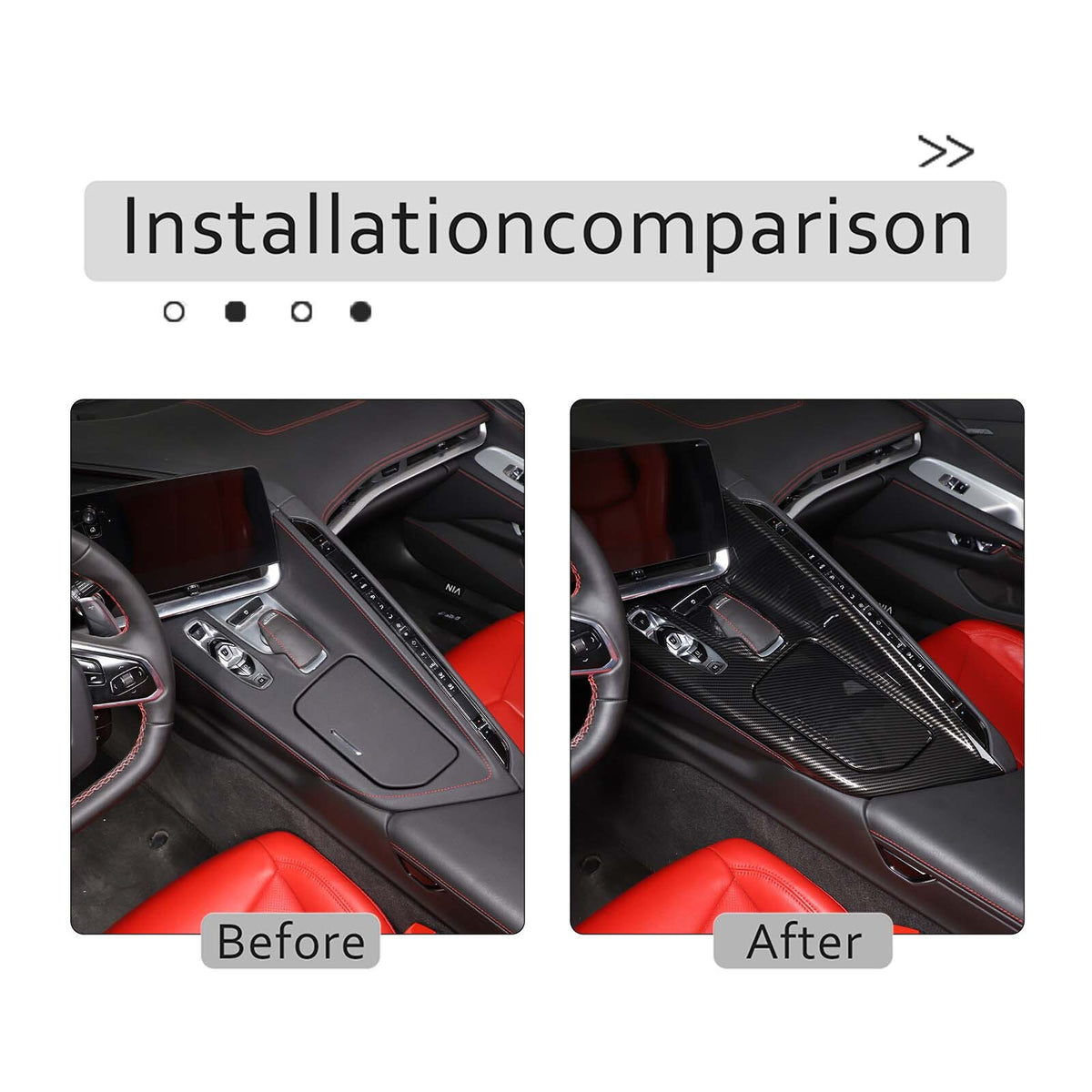 4PCS ABS Carbon Fiber Center Console Panel Trim Cover Set For CORVETTE C8 20-25 18