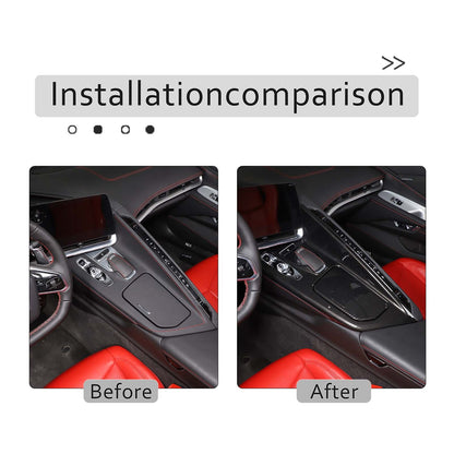 4PCS ABS Carbon Fiber Center Console Panel Trim Cover Set For CORVETTE C8 20-25 18