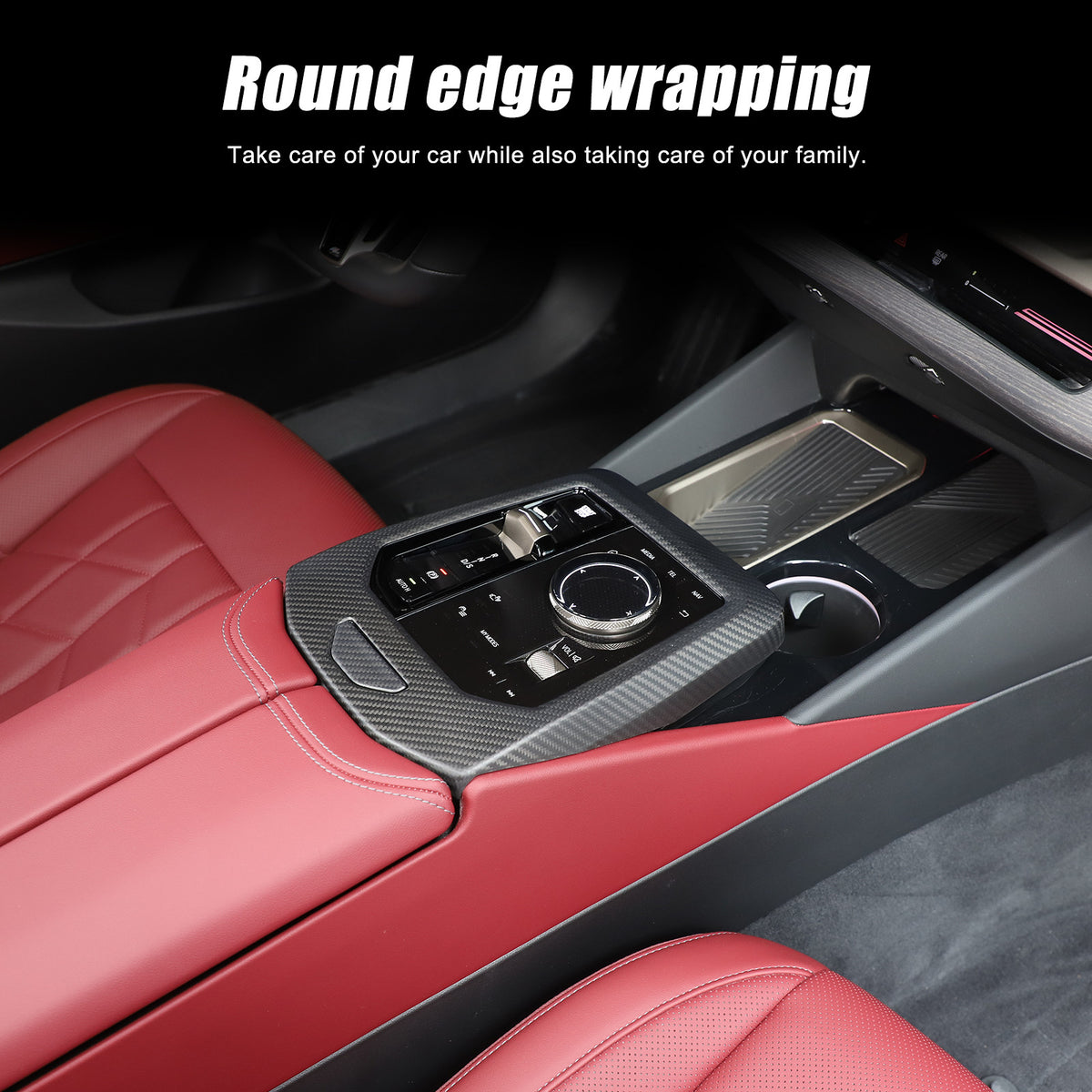 Matte Carbon Fiber Console Gear Panel Trim Cover For BMW 5 Series G60 i5 2024+ 20
