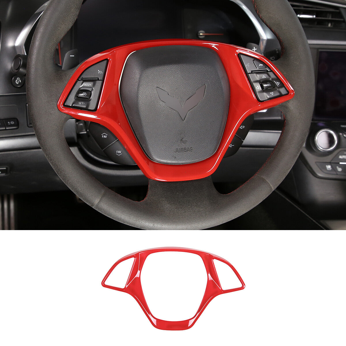 Sports Red ABS Interior Decoration Cover Trim Kit For Corvette C7 2014-19 - Styles 1-5 2