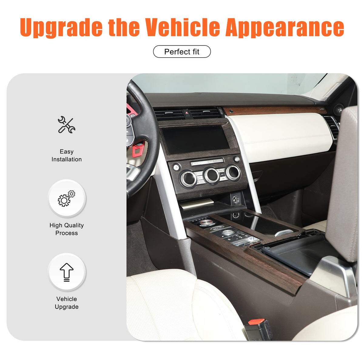 3pcs Wood Grain Center Console Trim Kit For Land Rover Discovery 5 L462 2017-20 22