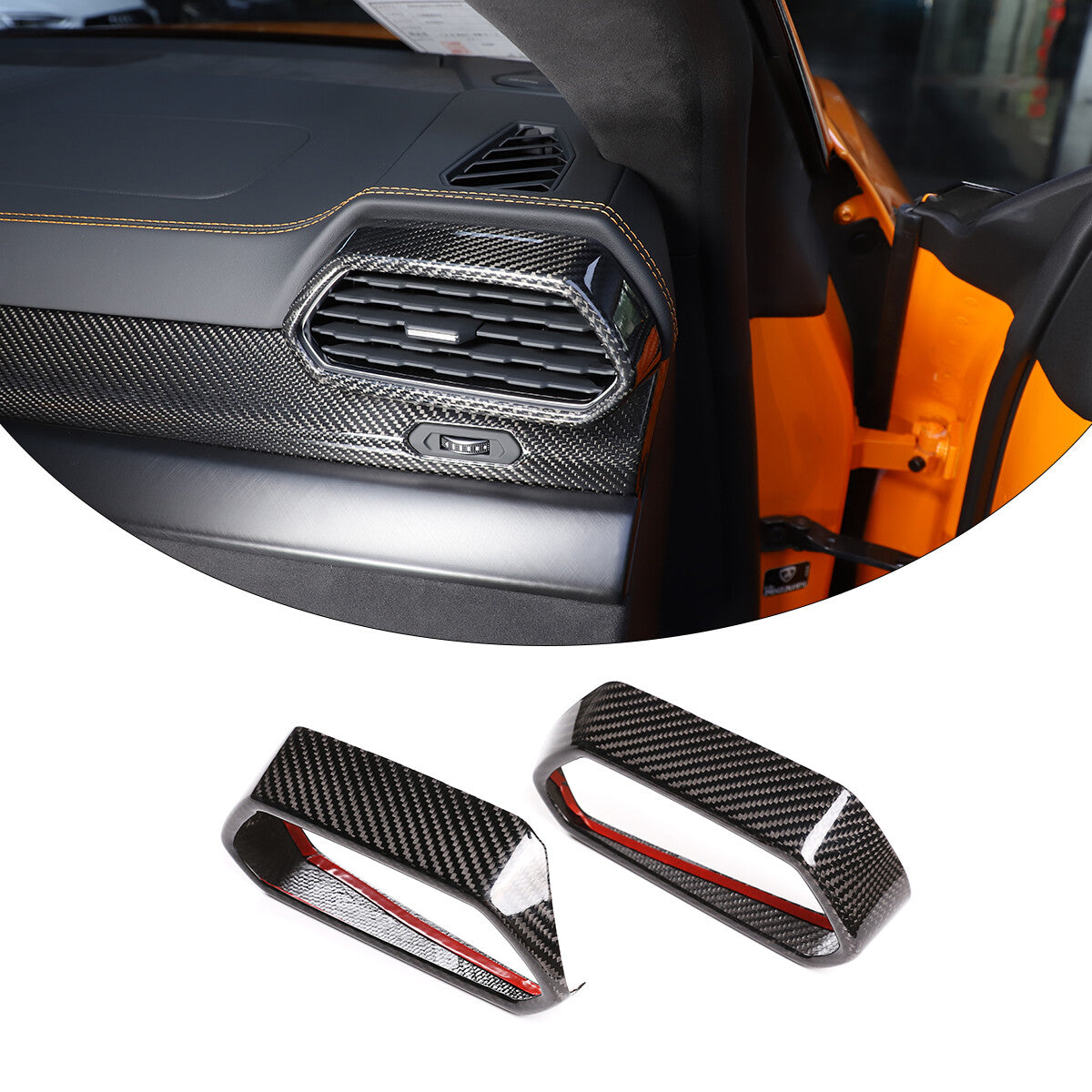 2pcs real carbon fiber side air outlet frame trim For Lamborghini URUS 18-23 1