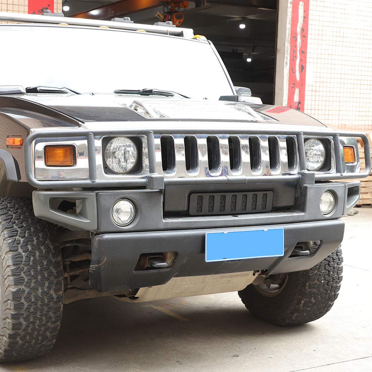 Black Alloy Black Front bumper Lower Grille Trim Cover For Hummer H2 2003-2009 4