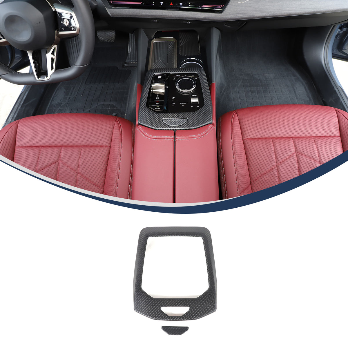 Matte Carbon Fiber Console Gear Panel Trim Cover For BMW 5 Series G60 i5 2024+ 4