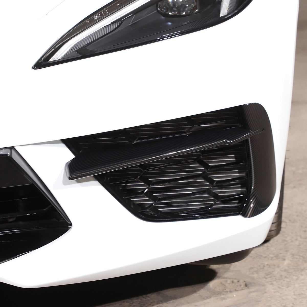 Carbon fiber Style Front Bumper Fog Light Lamp Trims for Corvette C8 2020-25 US 8