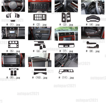 ABS Carbon Fiber Full Interior Center Decoration Trim Kit For FJ Cruiser 2007-21 - Styles 6-10 2