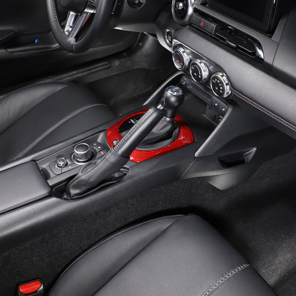 Red Real Carbon Fiber Center Gear Panel Cover Trim For mazda MX5 MX-5 Miata 16+ 3
