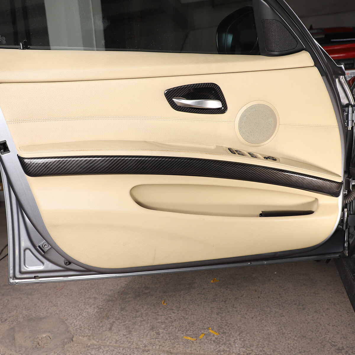ABS Carbon Fiber Center Console Armrest Panel Trim Set For BMW 3 E90 2005-12 6