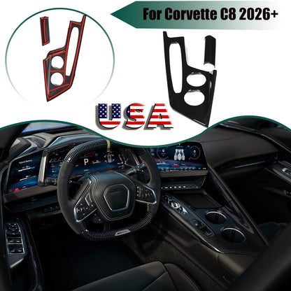 Glossy Piano Black Center Console Gear Shift Panel Trim For Corvette C8 2026+ US 1