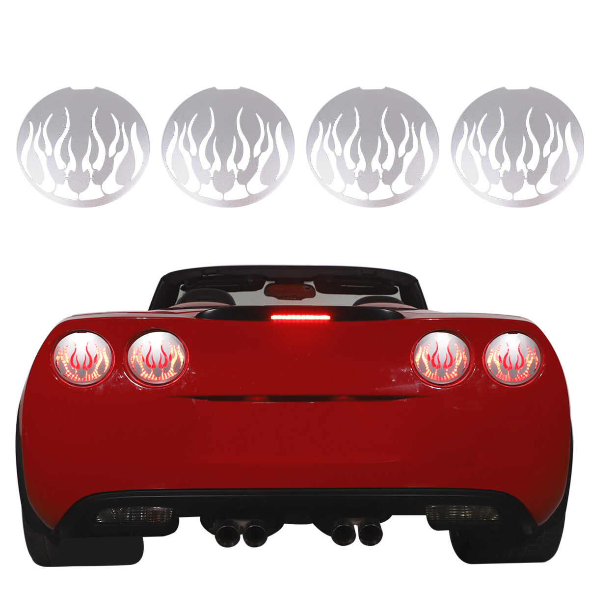 Silver Flame Steel Rear Tail Light Grille Cover for Corvette C6 GS/Z0/ZR1 05-13 1