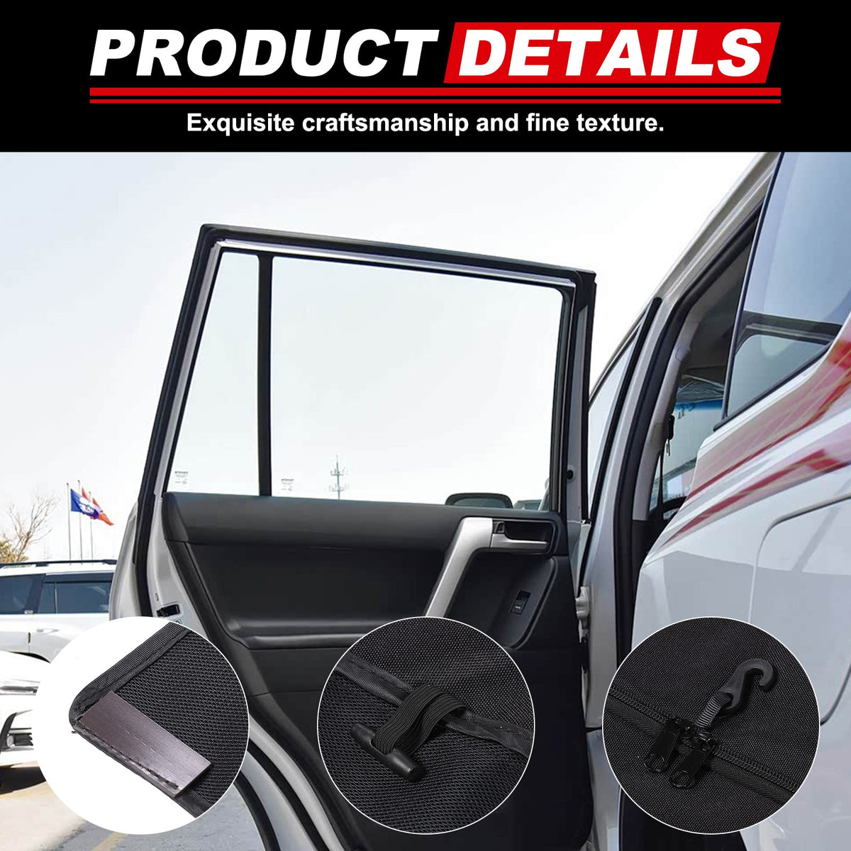 Rear Door Window Vent Visor Sunshade Cover Net For Toyota Prado J150 2010-2023 16
