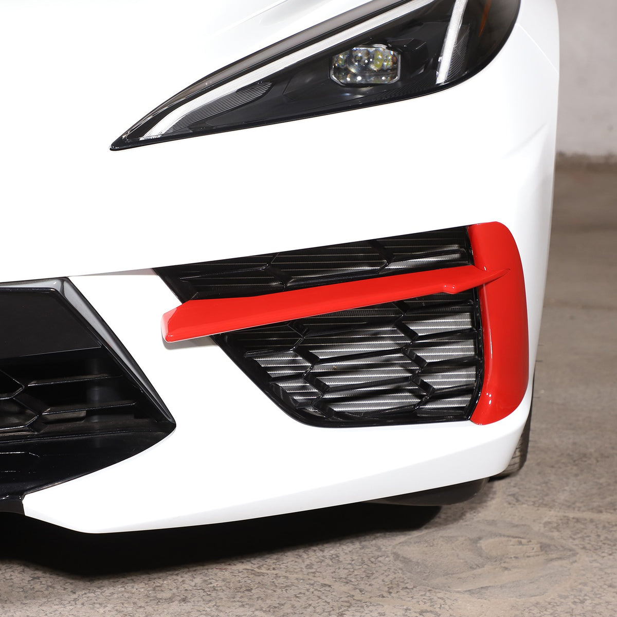 Sports Red Front Bumper Fog Light Lamp Trims for Corvette C8 2020-2025 US 22