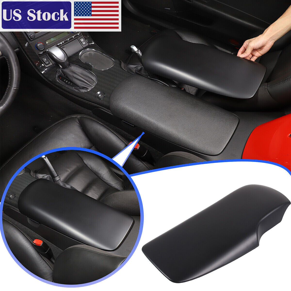 Matte Black Center Console Armrest Trim Cover For Corvette C6 2005-2013 US 1