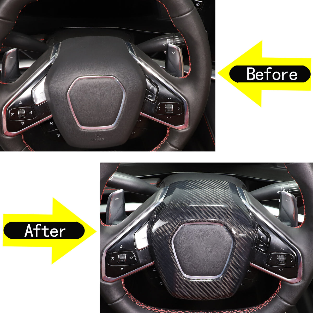 For C8 Corvette Carbon Fiber Steering Wheel Center Surround Cover 2020 - 2026 12