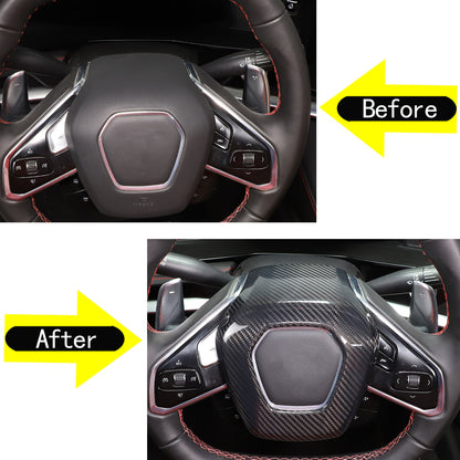 For C8 Corvette Carbon Fiber Steering Wheel Center Surround Cover 2020 - 2026 12