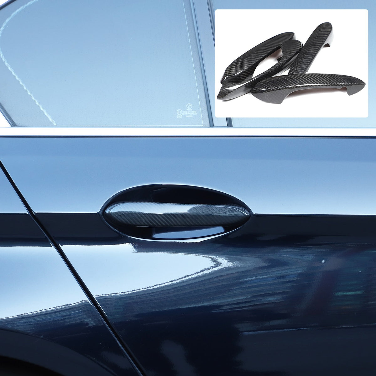 Real Carbon Fiber Outer Door Handle Protector Cover For BMW 5 Series 2022 5