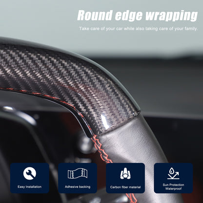 Red Top Real Carbon Fiber Steering Wheel Trim Cover For Corvette C8 2020+ 19