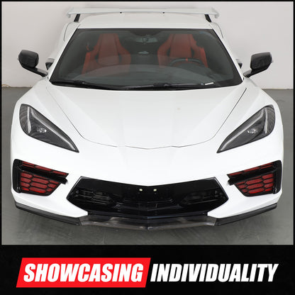 Red Stainless Steel Front Grille Insect Screen Trim For Corvette C8 2020+ 11