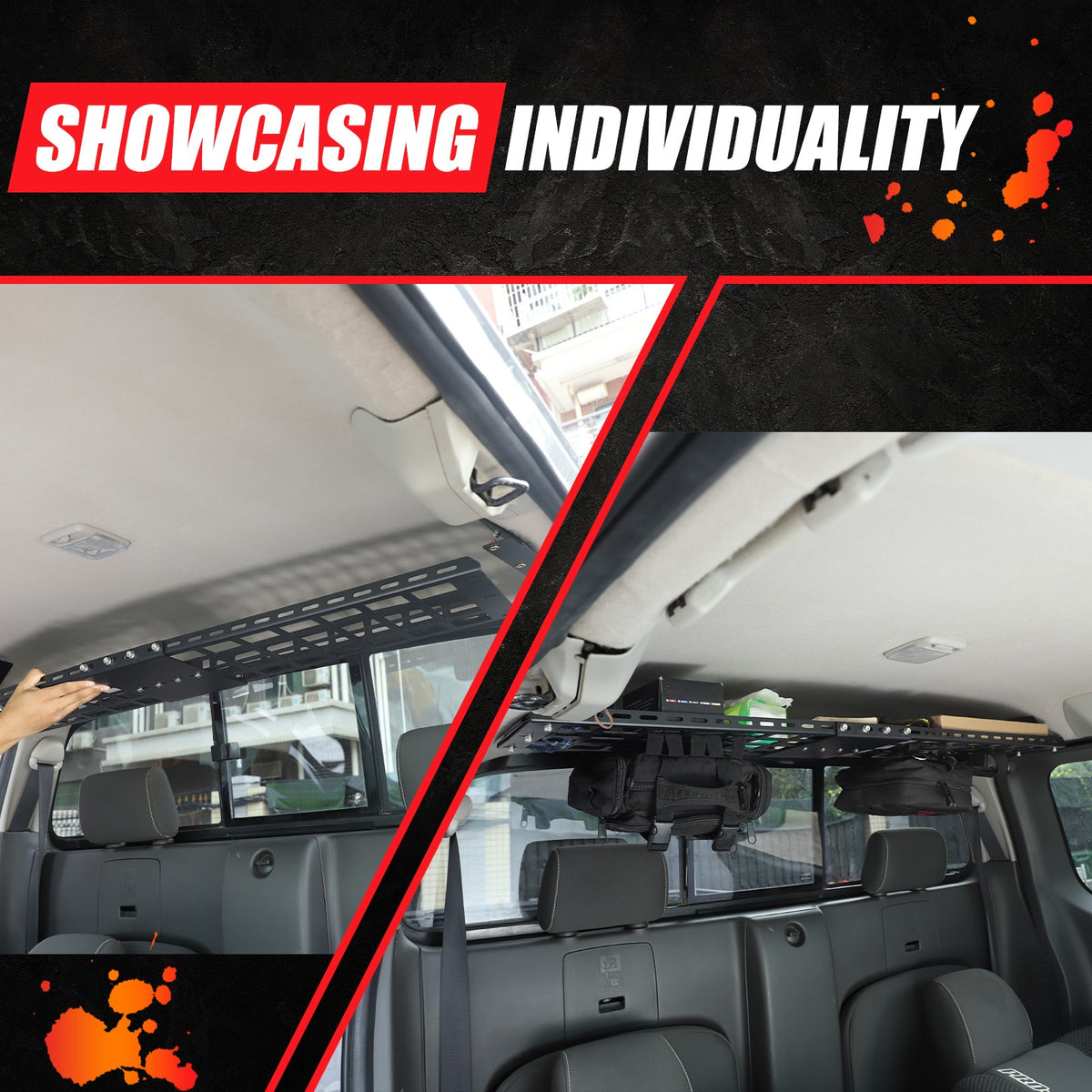 Aluminum Rear Roof Hanging Rack Molle Panel For Nissan Frontier King Cab 2009-17 11