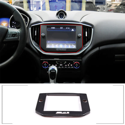 Real Carbon Fiber GPS Navigation Panel Cover Trim For Maserati Ghibli 2014-2015 1