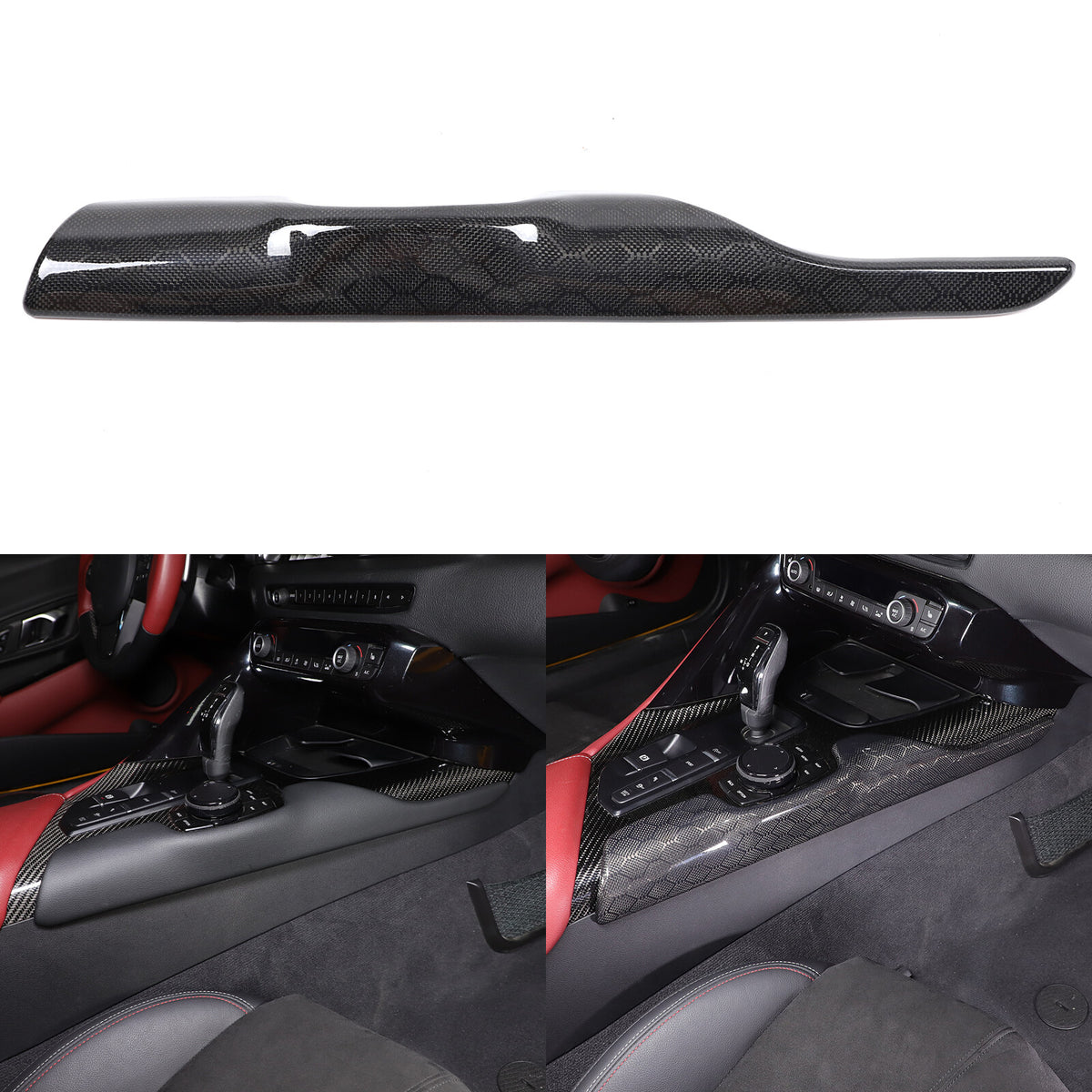 Real Carbon Fiber Console Gear Shift Frame Side Cover For Toyota Supra A90 19-25 8