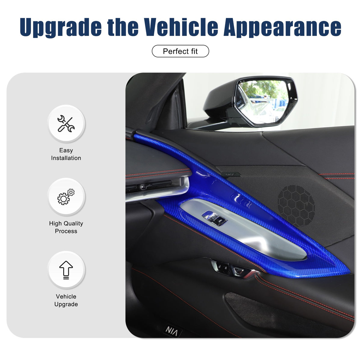 Blue Real Carbon Fiber Full Interior Set Decor Trim Kit for Corvette C8 20-25 - Variants 26-30 24