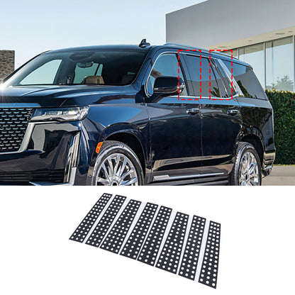 Black Alloy Center Door Pillar Post Mirror Trim Set For Cadillac Escalade 2021+ 3
